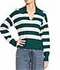 Copper Key Collared Stripe Sweater, Color:Green/Ivory - Image 1
