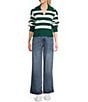 Copper Key Collared Stripe Sweater, Color:Green/Ivory - Image 3