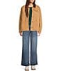 Copper Key Contrast Collar Work Jacket, Color:Camel - Image 4