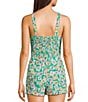 Copper Key Coordinating Woven Stamp Printed Tank Top, Color:Green Multi - Image 2