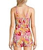 Copper Key Coordinating Woven Tropical Floral Printed Tank Top, Color:Orange Multi - Image 2