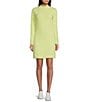 Color:Citron - Image 1 - Cozy Teddy Mock Neck Pull-Over Sweater Dress