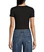 Color:Black - Image 2 - Crew Neck Short Sleeve Bodysuit