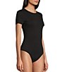 Color:Black - Image 3 - Crew Neck Short Sleeve Bodysuit