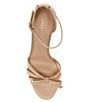 Color:Spanish Sand - Image 5 - Dainty Bow Leather Block Heel Sandals