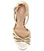 Color:Light Gold - Image 5 - Dainty Bow Metallic Leather Block Heel Dress Sandals