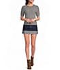 Copper Key Denim Cuffed Mini Skirt - Image 3