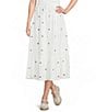 Copper Key Drawstring Embroidered Coordinating Maxi Skirt - Image 1