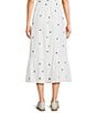 Copper Key Drawstring Embroidered Coordinating Maxi Skirt - Image 2
