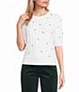 Copper Key Embellished Cable Knit Short Sleeve Sweater - Image 5