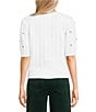 Copper Key Embellished Cable Knit Short Sleeve Sweater - Image 6