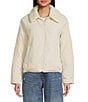 Copper Key Faux Fur Collar Quilted Jacket, Color:Ivory - Image 3