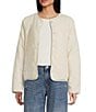 Copper Key Faux Fur Collar Quilted Jacket, Color:Ivory - Image 4