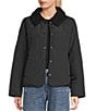 Copper Key Faux Fur Collar Quilted Jacket, Color:Black - Image 1