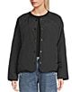 Copper Key Faux Fur Collar Quilted Jacket, Color:Black - Image 3
