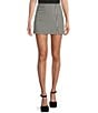 Copper Key Fitted Gingham Slit Mini Skirt, Color:Black Ivory - Image 1