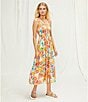 Color:Multi - Image 5 - Floral Printed Linen Blend Smocked Midi Dress