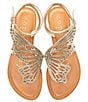 Color:Light Gold - Image 1 - Flutter Metallic Rhinestone Butterfly Thong Sandals