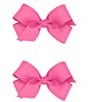 Color:Hot Pink - Image 1 - Girls 2-Pack Mini Grosgrain Hair Bows