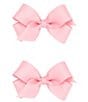 Color:Light Pink - Image 1 - Girls 2-Pack Mini Grosgrain Hair Bows
