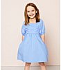 Color:Blue - Image 3 - Girls 2T-6X Pleat Front Dress