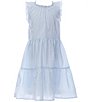Color:Blue Stripe - Image 1 - Girls 7-16 Striped Ruffle Tank Baby Doll Dress