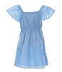 Color:Blue - Image 2 - Girls 7-16 Eyelet lace Tie Front Dress