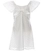 Color:White - Image 1 - Girls 7-16 Eyelet lace Tie Front Dress