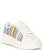 Color:Rainbow/White - Image 1 - Girls' Ava Raffia and Canvas Sneakers (Toddler)