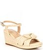 Color:Natural - Image 1 - Girls' Charlotte Raffia Wedge Bow Sandals (Toddler)