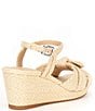 Color:Natural - Image 2 - Girls' Charlotte Raffia Wedge Bow Sandals (Youth)