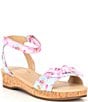 Color:Pink/Blue Multi - Image 1 - Girls' Dearisst Floral Bow Cork Platform Sandals (Toddler)