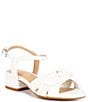 Color:White - Image 1 - Girls' Divine Twist Bow Block Heel Dress Sandals (Toddler)