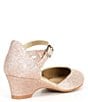 Color:Rose Gold - Image 2 - Girls' Fancee Glitter Covered Wedge Heels (Toddler)