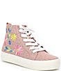 Color:Blush - Image 1 - Girls' Florra Flower Embroidered High-Top Sneakers (Youth)