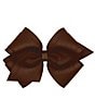 Color:Coffee - Image 1 - Girls King Scallop Grosgrain Hair Bow