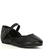 Color:Black - Image 1 - Girls' Quetee Scalloped Leather Mary Jane Flats (Youth)