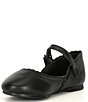 Color:Black - Image 4 - Girls' Quetee Scalloped Leather Mary Jane Flats (Youth)