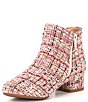 Color:Pink/Black - Image 4 - Girls' Savvy Tweed Bow Booties (Youth)