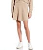 Color:Taupe - Image 1 - Coordinating High Rise A-Line Sweater Mini Skirt