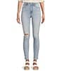Color:Light Wash - Image 1 - High Rise Distressed Skinny Jeans