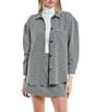 Color:Snow Black - Image 1 - Coordinating Houndstooth Long Sleeve Button Front Shirt