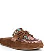 Copper Key Kit Suede Floral Jacquard Tassel Bow Clog Mules - Image 1