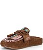Copper Key Kit Suede Floral Jacquard Tassel Bow Clog Mules - Image 4