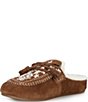 Copper Key Kit Two Suede Embroidered Faux Fur Tassel Clog Mules - Image 4