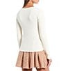 Color:Ivory - Image 2 - Knit Cinch Front Long Sleeve Top