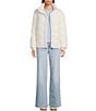 Copper Key Knit Collar Winter Puffer Jacket, Color:Ivory - Image 4