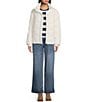 Copper Key Knit Collar Winter Puffer Jacket, Color:Ivory - Image 3