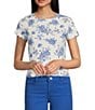 Copper Key Knit Floral Print T-Shirt, Color:White Royal - Image 1