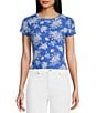 Copper Key Knit Floral Print T-Shirt, Color:Royal White - Image 1